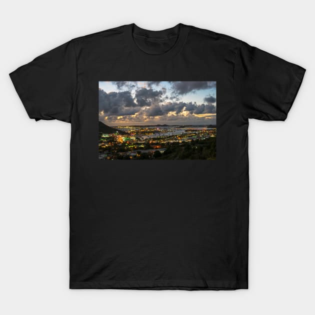 Looking down at Saint Martin during Twilight T-Shirt by WayneOxfordPh